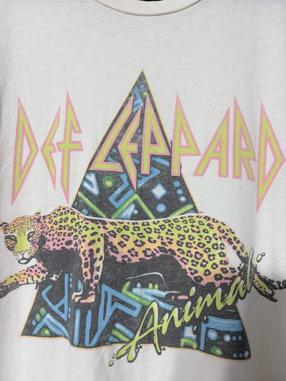 Daydreamer X Free People Def Leopard Band Tee Dress Cream Oversize Boyfriend M